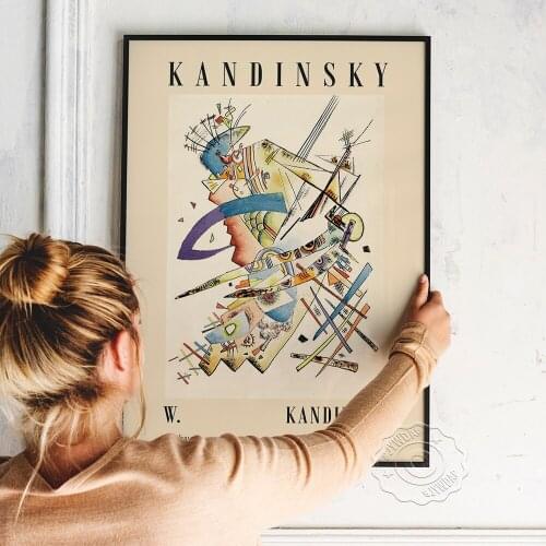 Kandinsky Bauhaus Art Poster, Vintage Art High Quality Print, Vasily Kandinsky Modern Remake Abstract Canvas Painting Home Decor