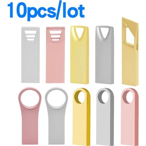 10pcs/lot USB Flash Drive waterproof Metal Pen Drive 4GB 8GB 16GB 32GB 64GB Pen drive 128GB USB Memory Stick custom logo