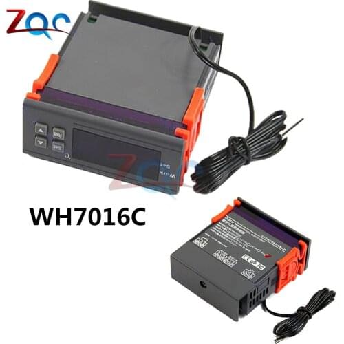 WH7016C DC 12V 24V AC 220V 10A -50~110 Celsius LCD Digital Temperature Controller Electronic Thermostat Thermomter with Probe