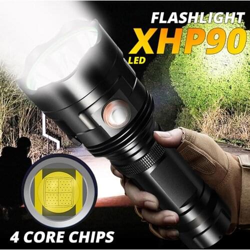 XHP90 Super bright LED flashlight USB rechargeable 6 model High power torch Outdoor waterproof camping Use 26650 battery