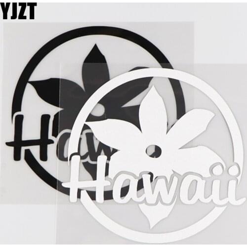 YJZT 13X12.5CM Hawaii Car Sticker Vinyl Decal Creative Cartoon Holiday Resort Black/Silver 4C-0061