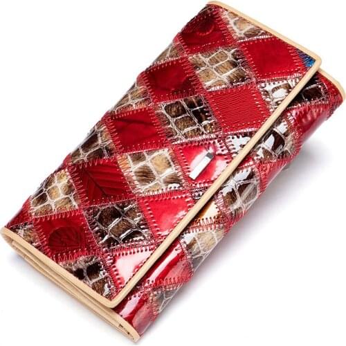 Women Wallets Clutch Genuine Leather Crocodile Pattern Wallet Female Long Coin Purse Girl Money Organizer Cell Phone Clutch Bag