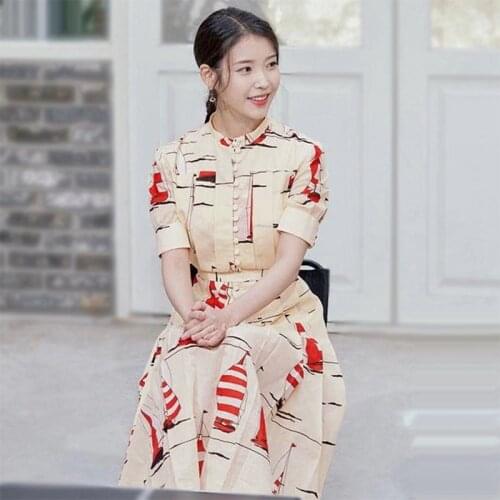 2021 Summer Designer Fashion High Street Dress Women Flowers Printed Elegant High Quality Dress