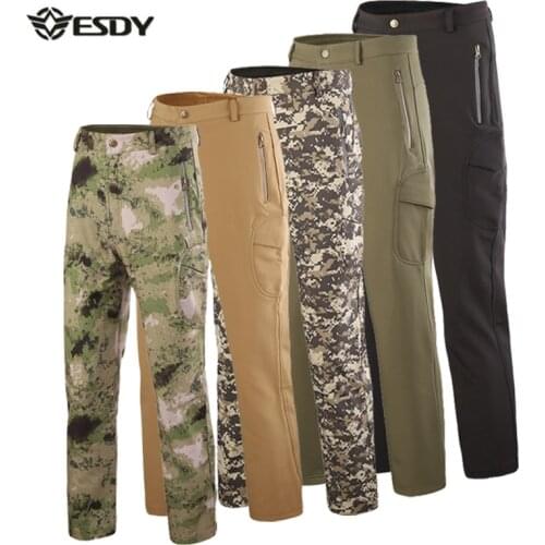 Winter Men Thick Trekking Hiking Pants Fleece Softshell Fishing Camping Hiking Skiing Trousers Waterproof Sport Tactical Trouser