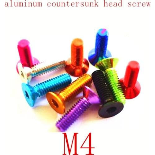 10pcs/lot M4*6/8/10/12/15/20 colourful aluminum hex socket countersunk screw