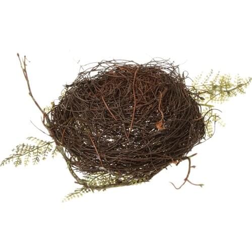 2pieces Bird Nest House Home 4pieces Artificial Birds 10pieces Cute Eggs Garden Decor