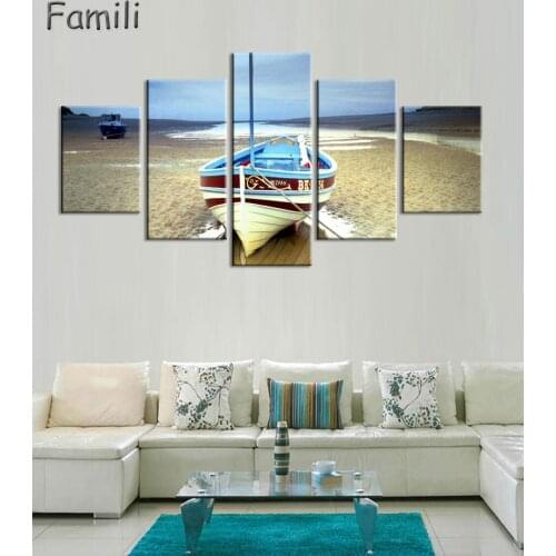 5pcs sea sailboat Modular pictures Modern Home Decoration Living Room or Bedroom Canvas Printing Photos Art Picture(Unframed)