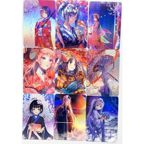 9pcs/set ACG Sexy Kimono Girl Toys Hobbies Hobby Collectibles Game Collection Anime Cards