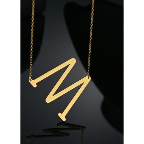 BOBOMAN For Women A-Z Alphabet Letter Pendant Necklaces Personalization Stainless Steel Necklace Glamour Jewelry