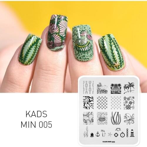 AriesLibra Nail Art Template Sunny Life Pattern Print Stamping Plates Nail Polish Stencil Template Manicure Stencil