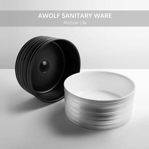 Art Bathroom Sinks Modern Designer Basin Ceramic Vessel Black White Lavatory Sink With Drain Soft Hose Washing Bowl Round AM940