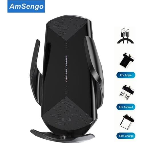 Amsengo 15W Automatic Clamping Car Wireless Charger Stand Smart Sensor AirVent Mount Phone Holder Auto Wireless Charging Bracket