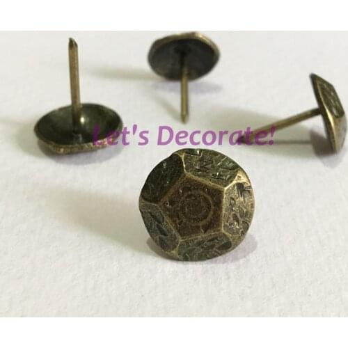 Free DHL shipping 1500pcs/lot 16mm Brass Plated Turtle Back With Dots Design Furniture Decorative Tack, Hobnail, Upholstery Nail