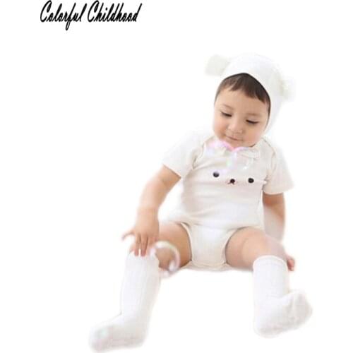 Infant Baby Kids Short Sleeve Bodysuit Cute Clothes Puppy Face Newborn Twin Outfits Body For Baby Girl Cotton Clothes with hat