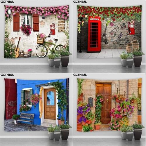 Landscape Big Tapestry Ltaly Rural Small Town Street Retro Style Background Decor Hippie Wall Hanging Tapestries Bedroom Blanket