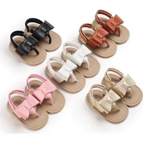 Infant Baby Girl Shoes Toddler Flats Sandals Premium Soft Rubber Sole Anti-Slip Summer Cute Bow-knot Crib First Walker Shoes