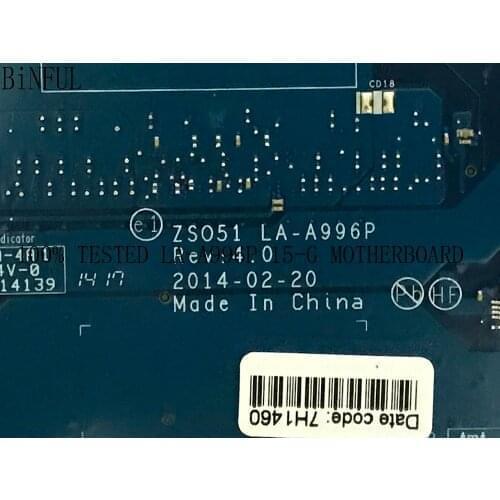 BRAND NEWZ SO51 LA-A996P REV : 4.0 LAPTOP MOTHERBOARD FOR HP 15-G MAINBOARD WITH A8-6410