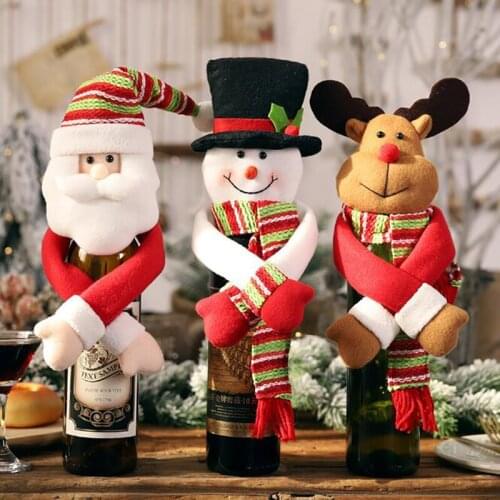 Merry Christmas Wine Bottle Covers Holiday Cover Set Christmas Party Festival Dinner Table Decorations 2020 New