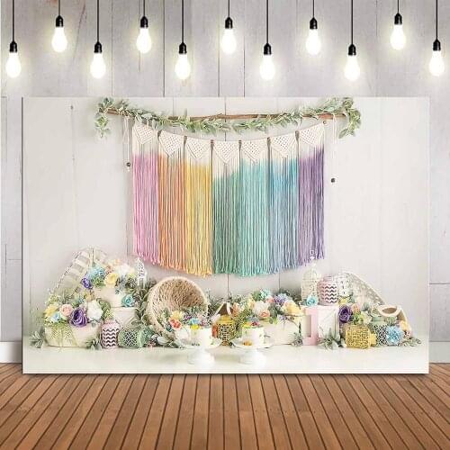 Flower market cake smash backdrop newborn baby birthday portrait background for photocall studio 1st birthday kids theme decor