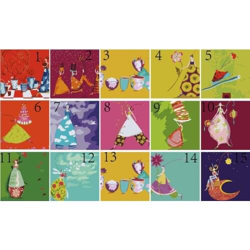 DIY Frame Painting By Numbers Children Cartoon Flower Fairy Paint By Number Hand Painted Calligraphy Painting 20x20cm Gift