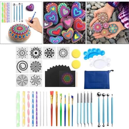 47x Mandala Dotting Art Dot Painting Tool Pen Stencil Brush Set for Beginner
