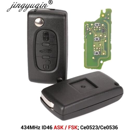 Jingyuqin 3 Button Car Remote Key for CITROEN C1 C2 C3 C4 C5 Berlingo Picasso Control Alarm (CE0536 523, ASK/FSK, HU83 VA2)