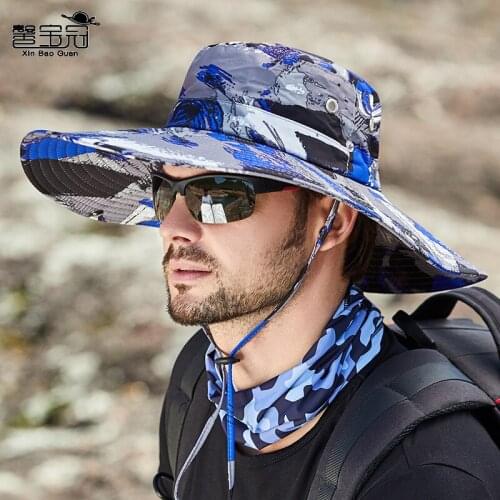 Sun hat mens sunshade new camouflage summer fishing sunshade outdoor big eaves fishermans Hat Women