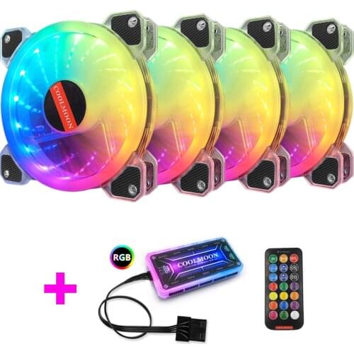 Coolmoon 120mm PC Computer Case Fan Cooling Cooler 6 PIN Adjustable RGB Led 12V Mute RGB Case Fans Adjust Speed cooler fan