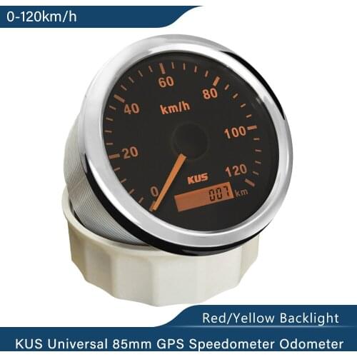 85mm New Universal GPS Speedometer 0-120km/h for Car Motorcycle Total Mileage Adjustable 3 3/8" 9-32V with Red /Yellow Backlight