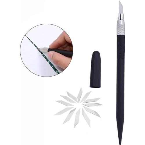 LMDZ 1Pcs Stainless Steel Precision Knife+10 Blades Carve Knife Extra Backup Tool Graver Cutter Craft Leather Cut Sculpte Razor