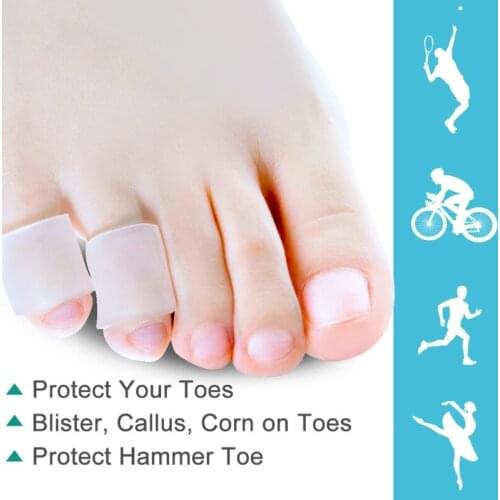 M76F 1 Box Soft Silicone Toe Tube Protector Sleeves Separators Toenail Corn Cushion Pain Relief Cover for Protect Cracked