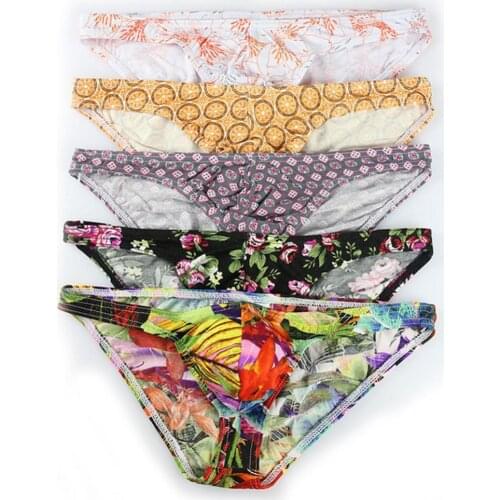 Fashion Printed Low Waist Sexy Men Briefs Breathable Modal Underwear Underpants Comfortable to wear for Daily Life