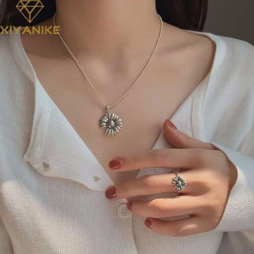 XIYANIKE 925 Sterling Silver Fashion Cute Daisy Pendant Necklace Charm Women Thai Silver Jewelry Elegant Party Accessories