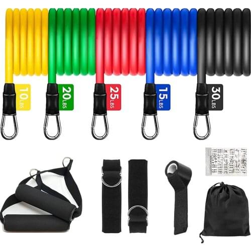 11PCS Resistance Bands Set Bodybuilding Home Gym Equipment Professional Weight Training Fitness Elastic Rubber Bands Expander