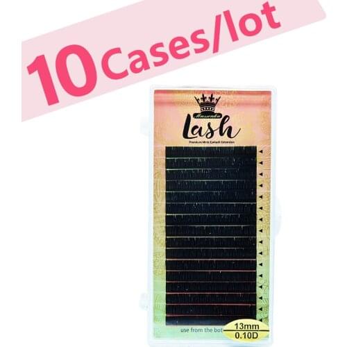 MASSCAKU Individual Eyelash 10 Cases lot High Quality Natural Synthetic Mink Faux Cils False Lashes