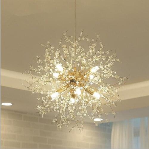 Nordic minimalist living room spherical crystal chandeliers American creative LED art warm bedroom bar chandeliers lighting lamp