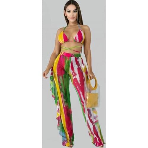 2021 Summer New Sexy Womens Digital Printing Swimsuit Two-Piece Mesh Suit (Including Panties) Multi-Color Swimsuit Two-Piece Sw
