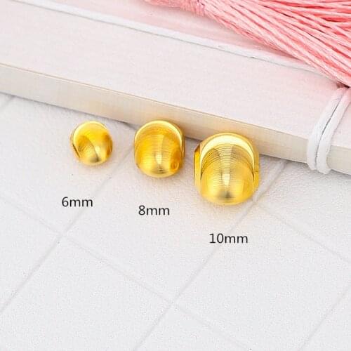 New 24K Yellow Gold Beads 999 Gold Women Bring Lucky 6mm Loose Beads