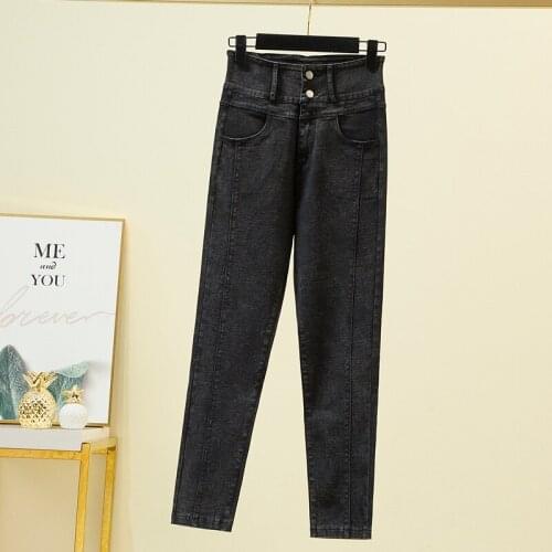 5Xl Solid Color Black Elastic Pants Female WomenS Fashion High Waist Jeans Oversize Pants 2021 Clothing Autumn Spring