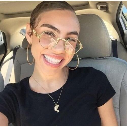 Gold Glasses Frames Clear Lens Steampunk Transparent Glasses Round Shades Oval Spectacle Frame Metal Eyeglasses Men Male Cool