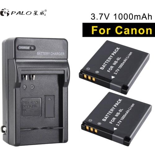PALO 2pcs new NB-8L in digital batteries camera battery+charger for Canon PowerShot A3300 A3200 A3100 A3000 A2200 A1200 IS ect