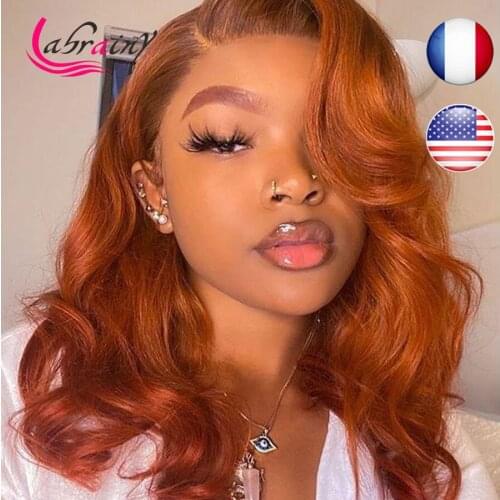 HD Transparent 13x6 Lace Closure Wig Bob Body Wave with Baby Hair Glueless Remy Orange Ginger Human Hair Wigs Pre Plucked Bob
