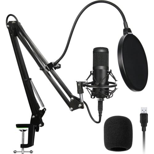 Professional Condenser Audio 3.5mm Wired BM800 Studio Microphone Vocal Recording KTV Karaoke Microphone Mic W/Stand For Computer