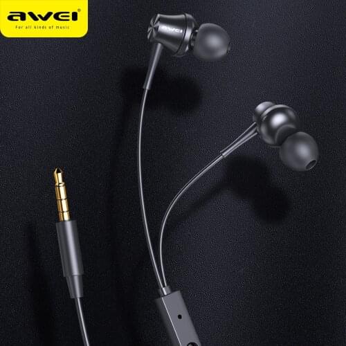 Awei PC-1 3.5mm Wired Earphone With Microphone For Phone Earbuds Stereo Headset Super Bass In-Ear Earphones