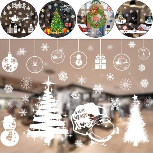 Christmas Party DIY Wall Static stickers Decors Window Door Sticker Santa Claus Elk Snowman Snowflake Wall Sticker New Year Supp