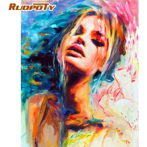 RUOPOTY Frame DIY Painting By Numbers Abstract Girls Colorful Picture By Number Handpainted Acrylic Paint On Canvas For Diy Gift