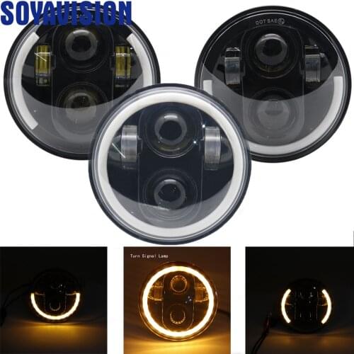 5-3/4" 5.75 inch Motorcycle LED Projector Halo angel eyes turn signal light Headlight housing For Sportster 883 XL1200 Iron Dyna