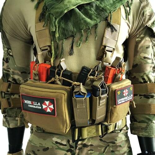 Tactical Chest Rig Bag Radio Harness Front Pouch Holster Military Vest Rig Bag Adjustable Functional Two Way Radio Waist Pouch