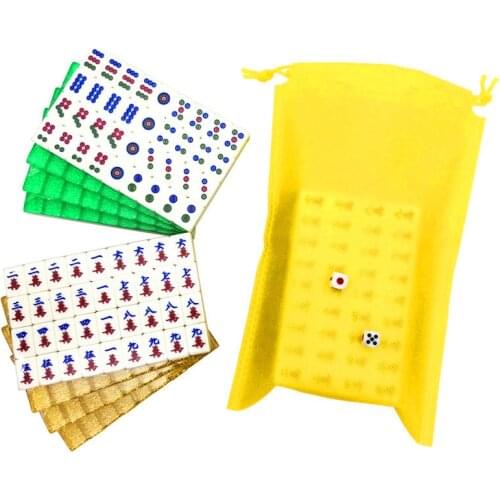 Top-quality Golden Mini Mahjong Portable Acrylic Majiang Set Table Game Mah-jong Travelling Entertainment Casual Gift Board Game