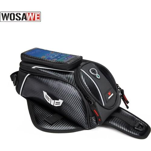 WOSAWE motorcycle fuel tank bag mobile phone navigation tail bag multifunctional waterproof shoulder travel bag with magnetic